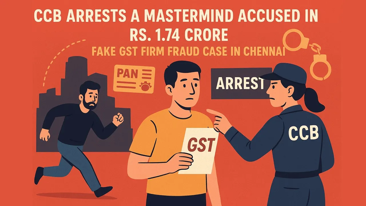 CCB Arrests a Mastermind Accused in Rs. 1.74 Crore Fake GST Firm Fraud Case in Chennai