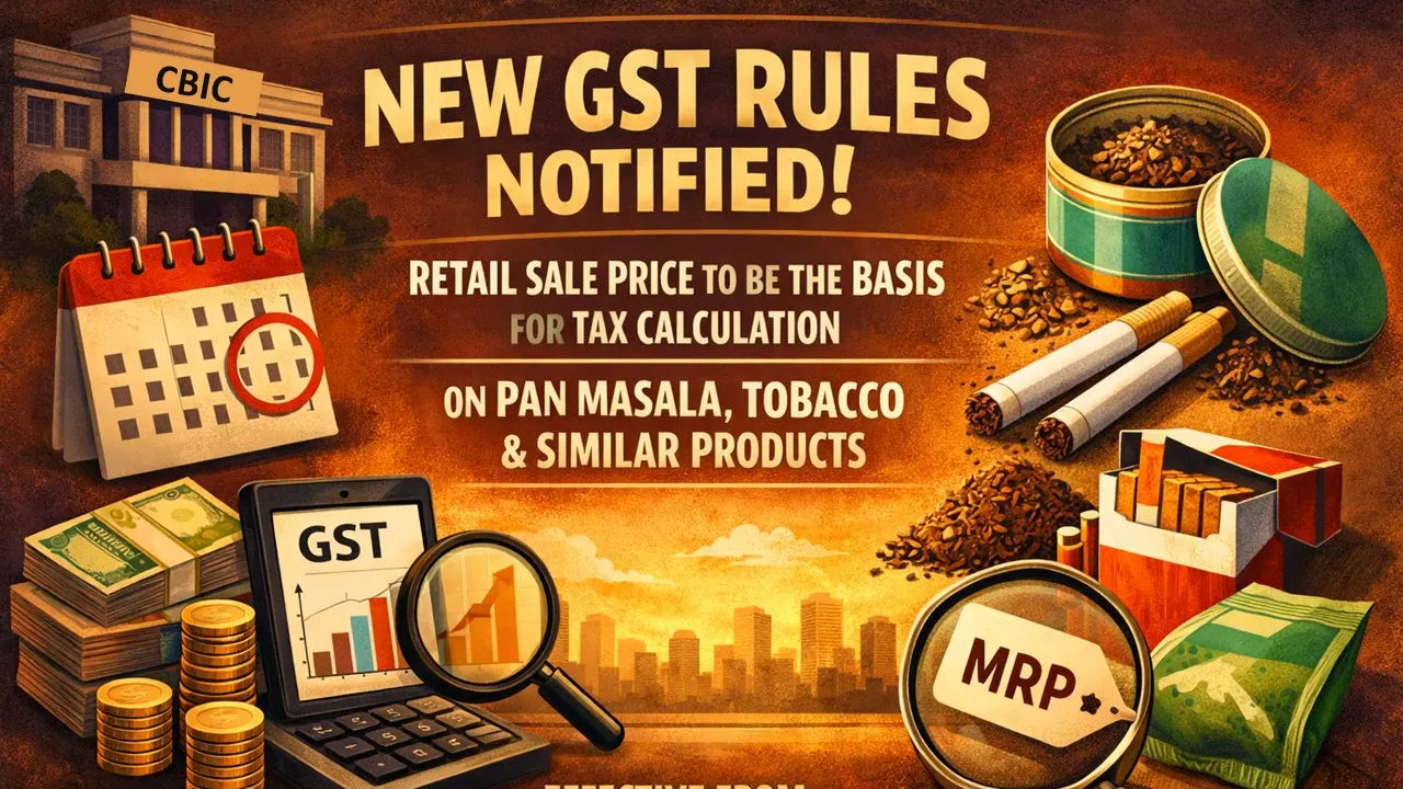 CBIC Notifies Major GST Changes for Pan Masala and Tobacco Products; Effective February 1, 2026