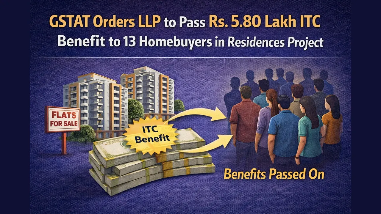 GSTAT Orders LLP to Pass Rs. 5.80 Lakh ITC Benefit to 13 Homebuyers in Residences Project