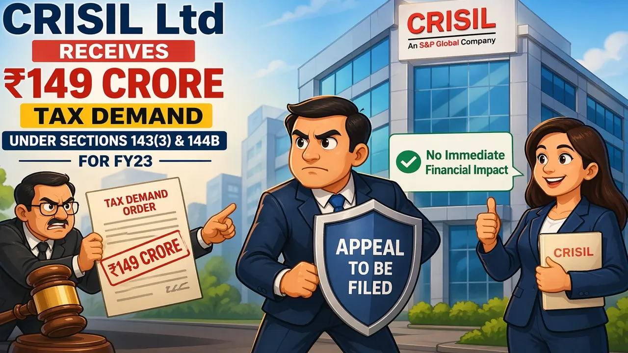 Income Tax Department Issues Rs 149 Crore Demand to CRISIL Ltd Under Assessment Order; Appeal to be Filed by Company