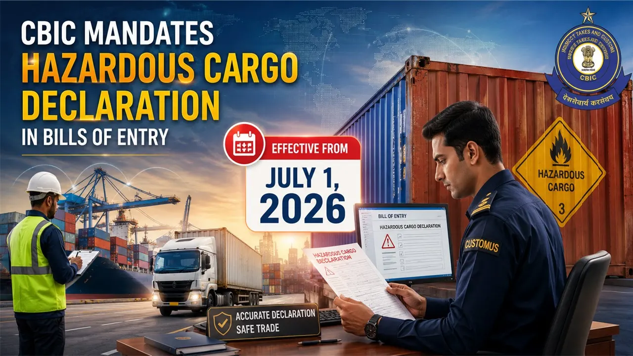 CBIC Mandates Hazardous Cargo Declaration in Bills of Entry from July 1, 2026
