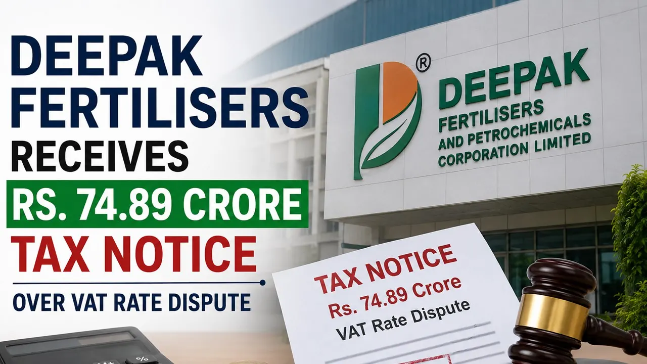Deepak Fertilisers Receives Rs. 74.89 Crore Tax Notice Over VAT Rate Dispute