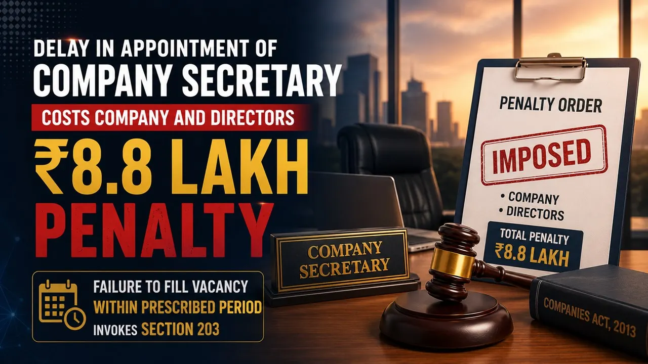 Delay in Appointment of Company Secretary Costs Company and Directors Rs 8.8 lakh Penalty