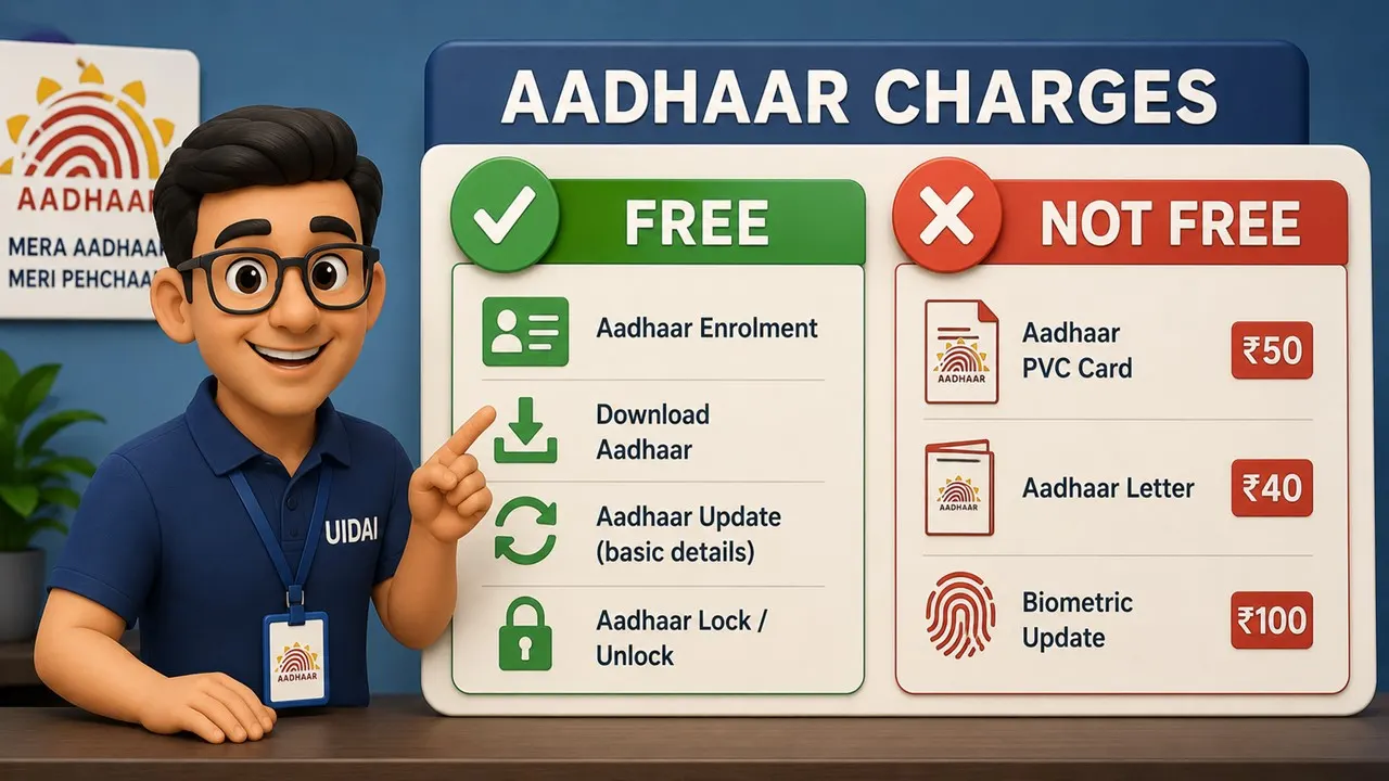 UIDAI Clarifies Aadhaar Charges: What’s Free and What’s Not