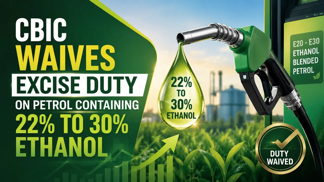 CBIC Waives Excise Duty on Petrol Containing 22% to 30% Ethanol