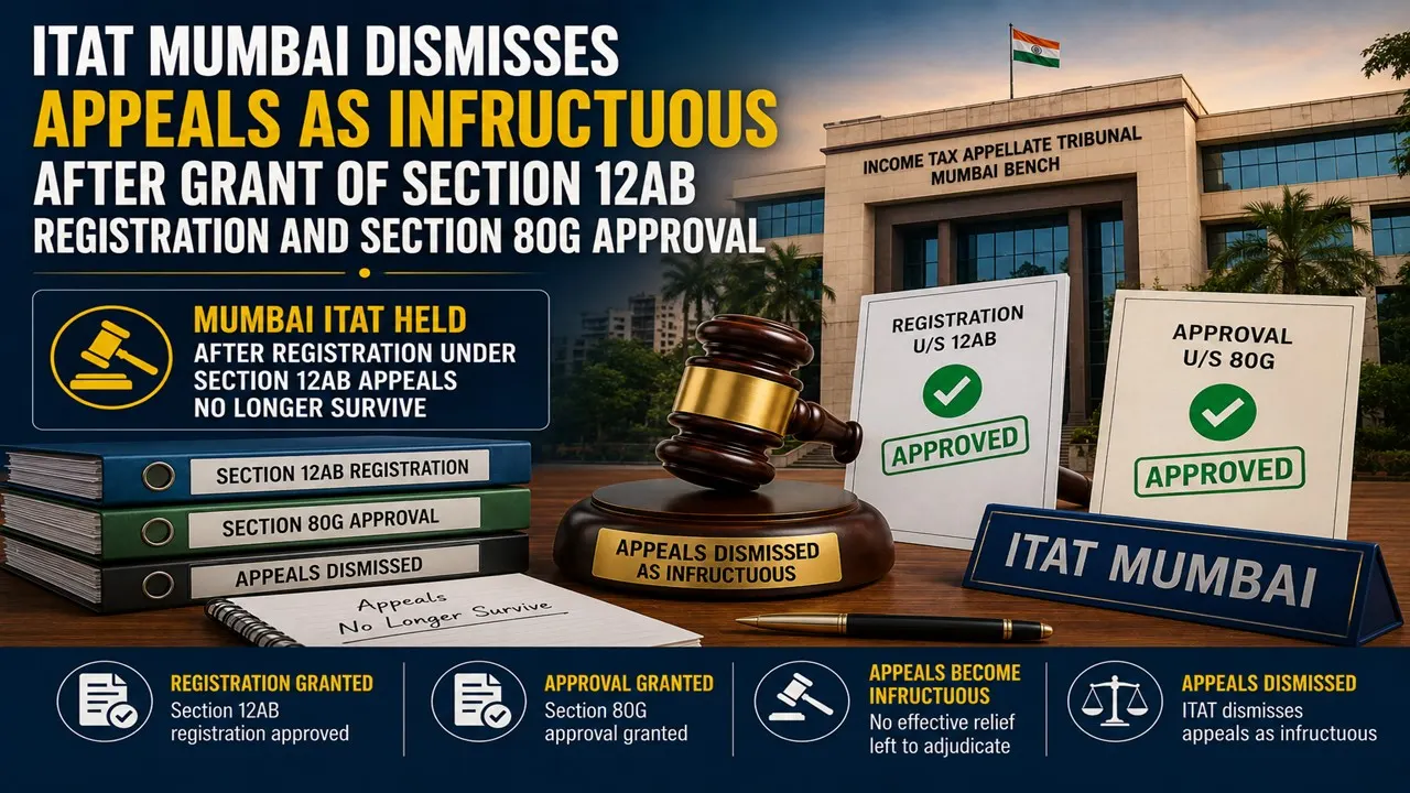 ITAT Mumbai Dismisses Appeals as Infructuous After Grant of Section 12AB Registration and Section 80G Approval