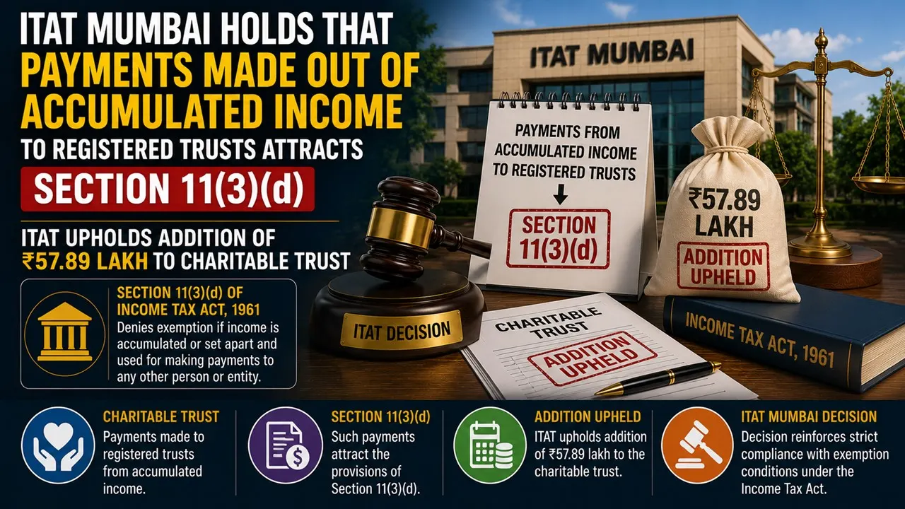 ITAT Mumbai Holds That Payments Made Out of Accumulated Income to Registered Trusts Attracts Section 11(3)(d)