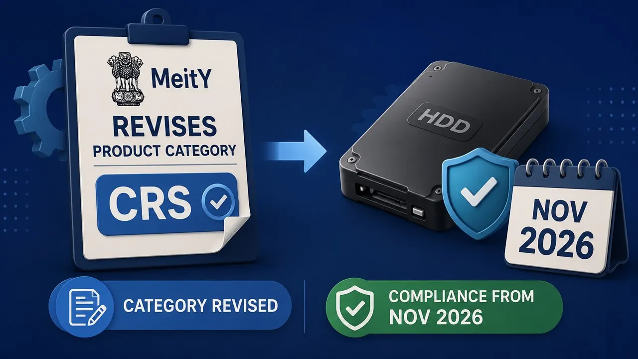 MeitY Revises Product Category Under CRS; Standalone HDD Compliance Effective November 2026