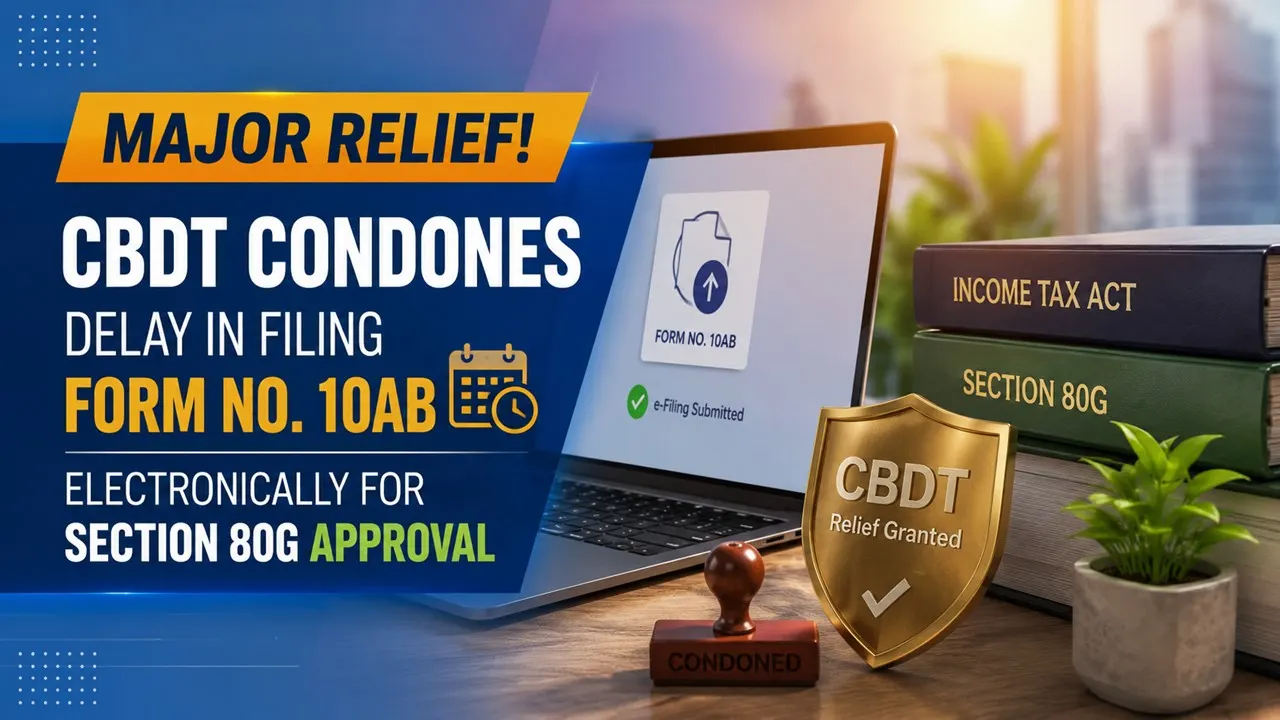 Major Relief! CBDT Condones Delay in Filing Form No. 10AB Electronically for Section 80G Approval