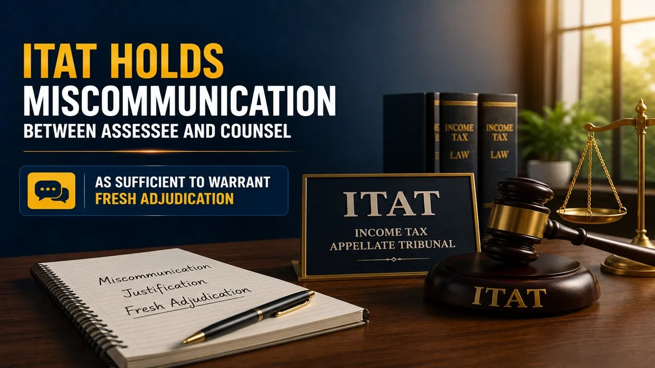 ITAT Holds Miscommunication Between Assessee and Counsel As Sufficient to Warrant Fresh Adjudication