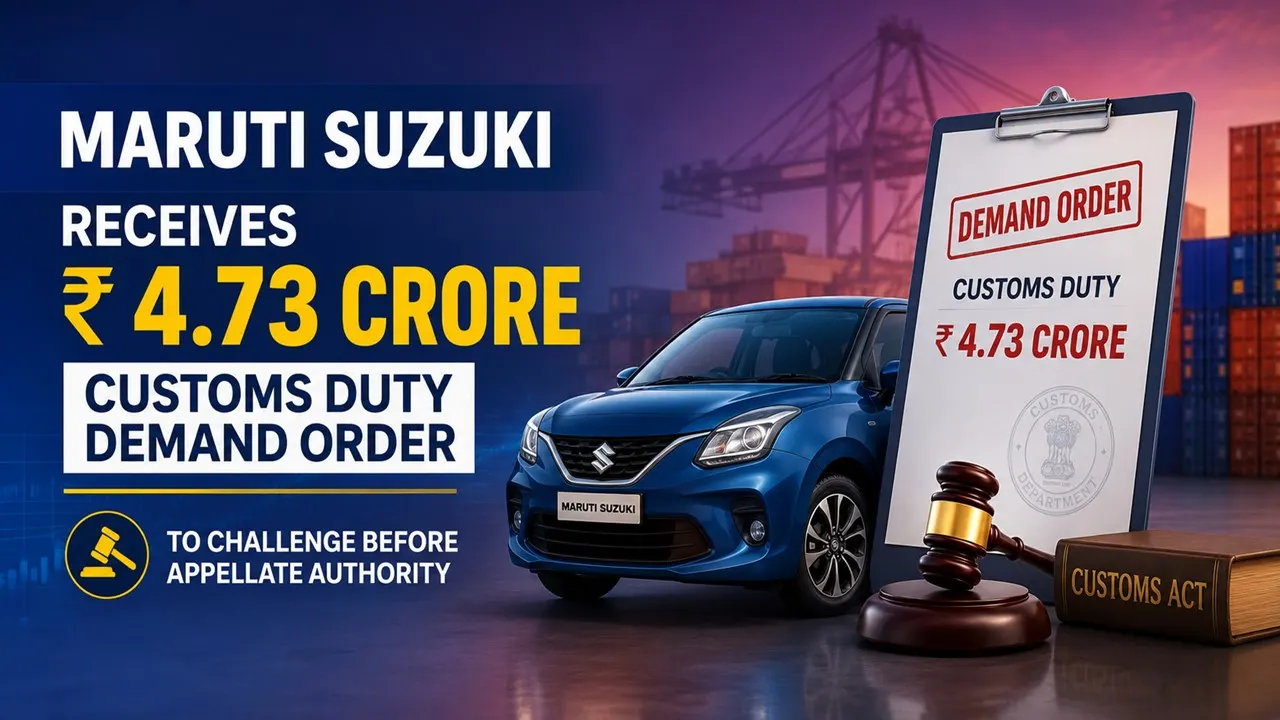 Maruti Suzuki Receives Rs 4.73 Crore Customs Duty Demand Order, To Challenge Before Appellate Authority