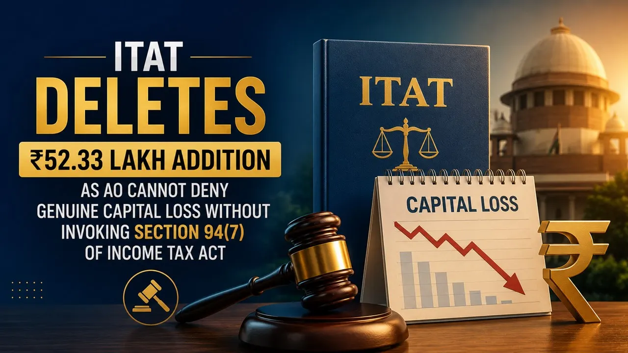 ITAT Deletes Rs 52.33 Lakh Addition as AO Cannot Deny Genuine Capital Loss Without Invoking Section 94(7) of Income Tax Act