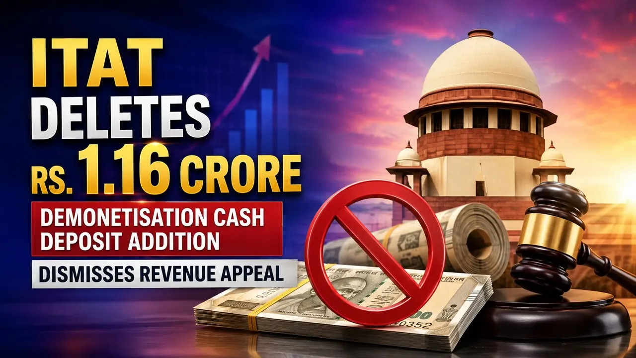 ITAT Deletes Rs 1.16 Crore Demonetisation Cash Deposit Addition, Dismisses Revenue Appeal