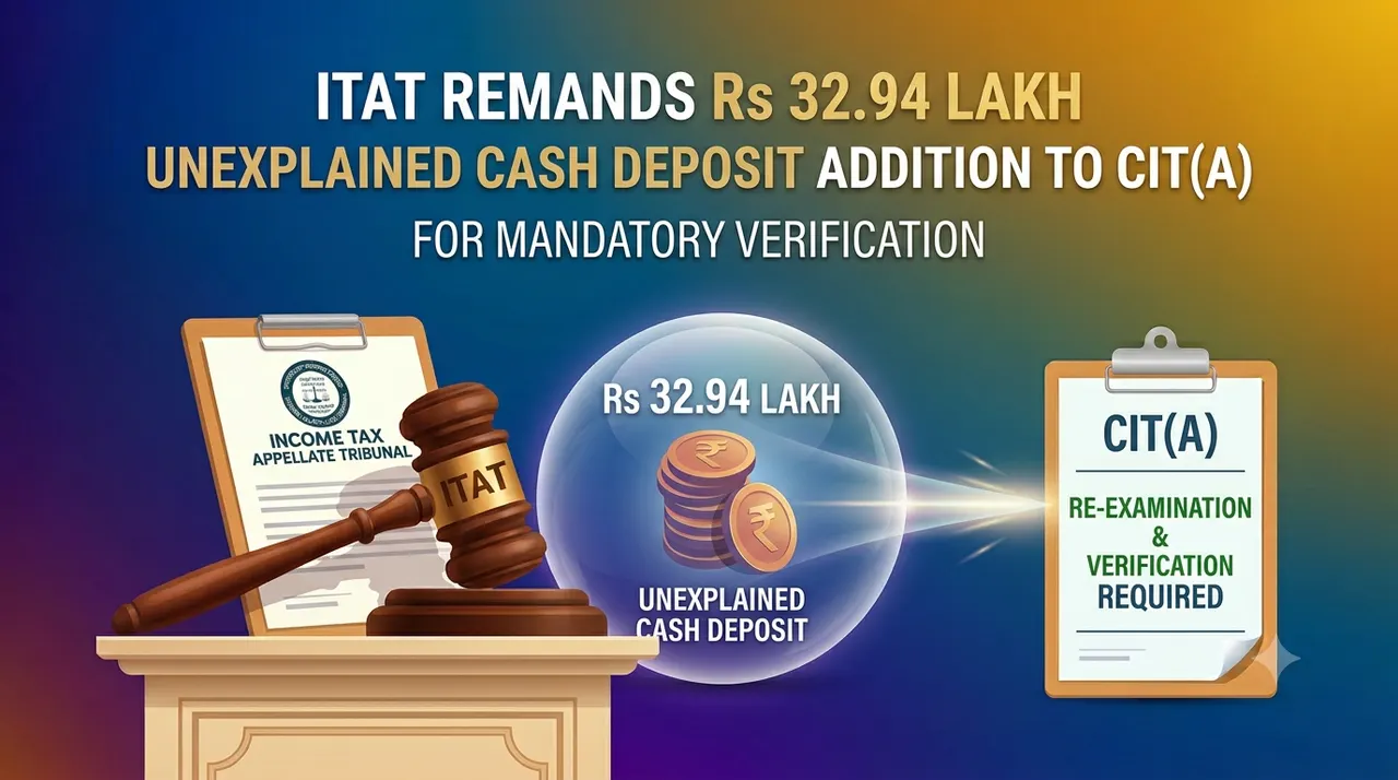 ITAT Remands Rs 32.94 Lakh Unexplained Cash Deposit Addition to CIT(A)