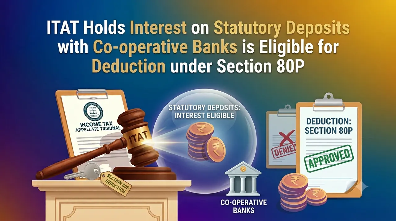 ITAT Holds Interest on Statutory Deposits with Co-operative Banks is Eligible for Deduction under Section 80P 