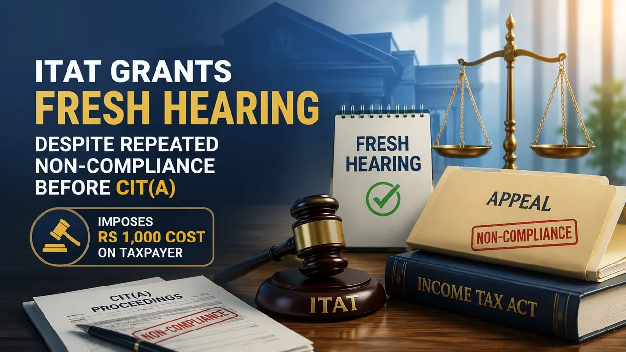 ITAT Grants Fresh Hearing Despite Repeated Non-Compliance Before CIT(A), Imposes Rs 1,000 Cost on Taxpayer