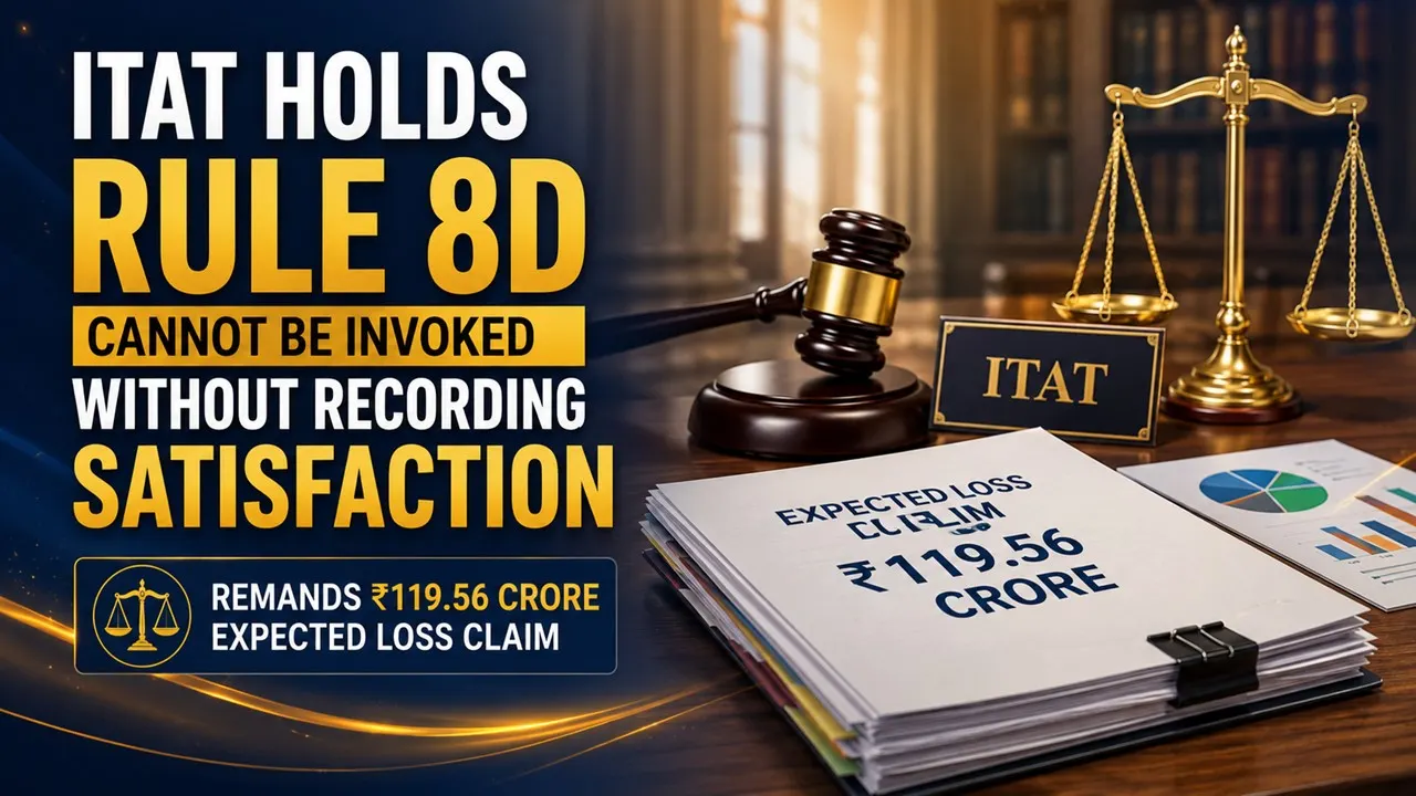 ITAT Holds Rule 8D Cannot Be Invoked Without Recording Satisfaction, Remands Rs 119.56 Crore Expected Loss Claim