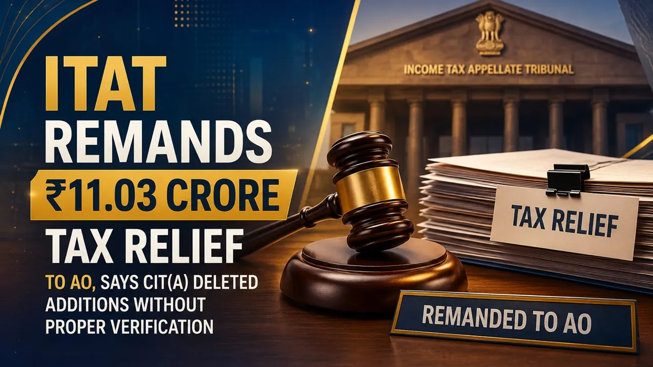 ITAT Remands Rs 11.03 Crore Tax Relief to AO, Says CIT(A) Deleted Additions Without Proper Verification