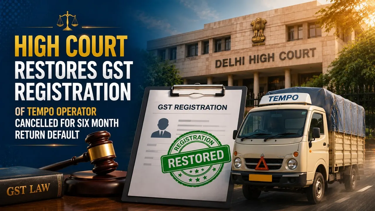 High Court Restores GST Registration of Tempo Operator Cancelled for Six Month Return Default
