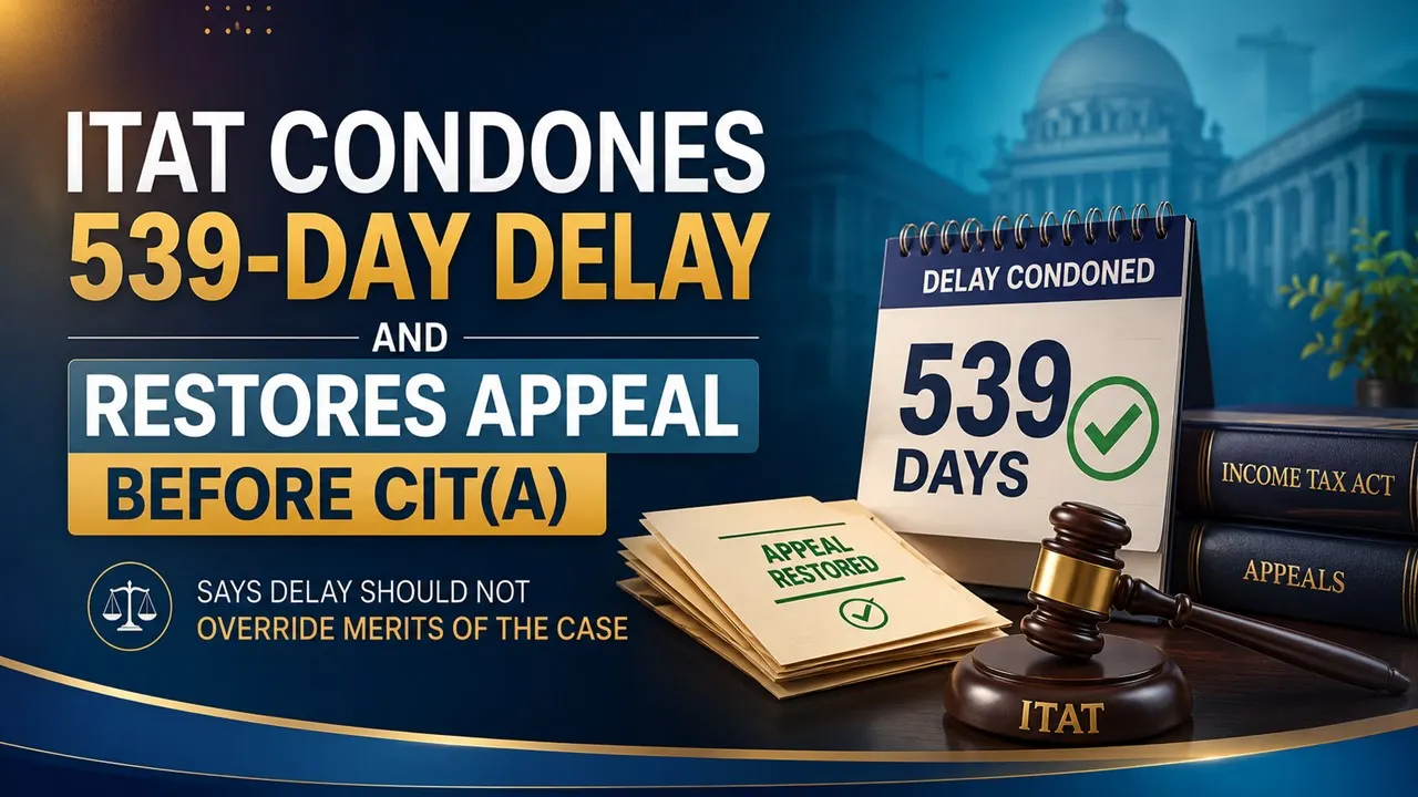 ITAT Condones 539-Day Delay and Restores Appeal Before CIT(A), Says Delay Should Not Override Merits of the Case