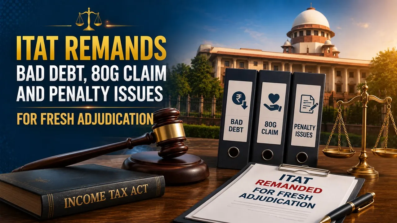 ITAT Remands Bad Debt, 80G Claim and Penalty Issues for Fresh Adjudication