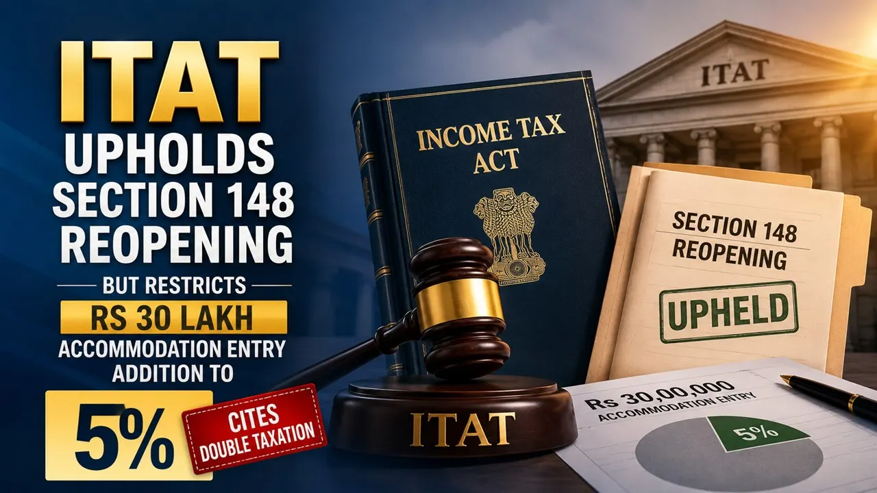 ITAT Upholds Section 148 Reopening But Restricts Rs 30 Lakh Accommodation Entry Addition To 5%, Cites Double Taxation