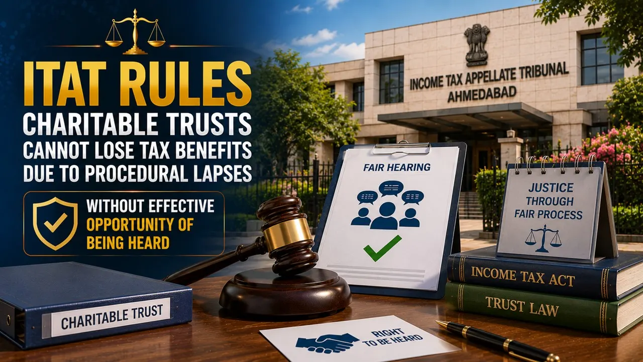 ITAT Rules Charitable Trusts Cannot Lose Tax Benefits Due to Procedural Lapses Without Effective Opportunity of Being Heard