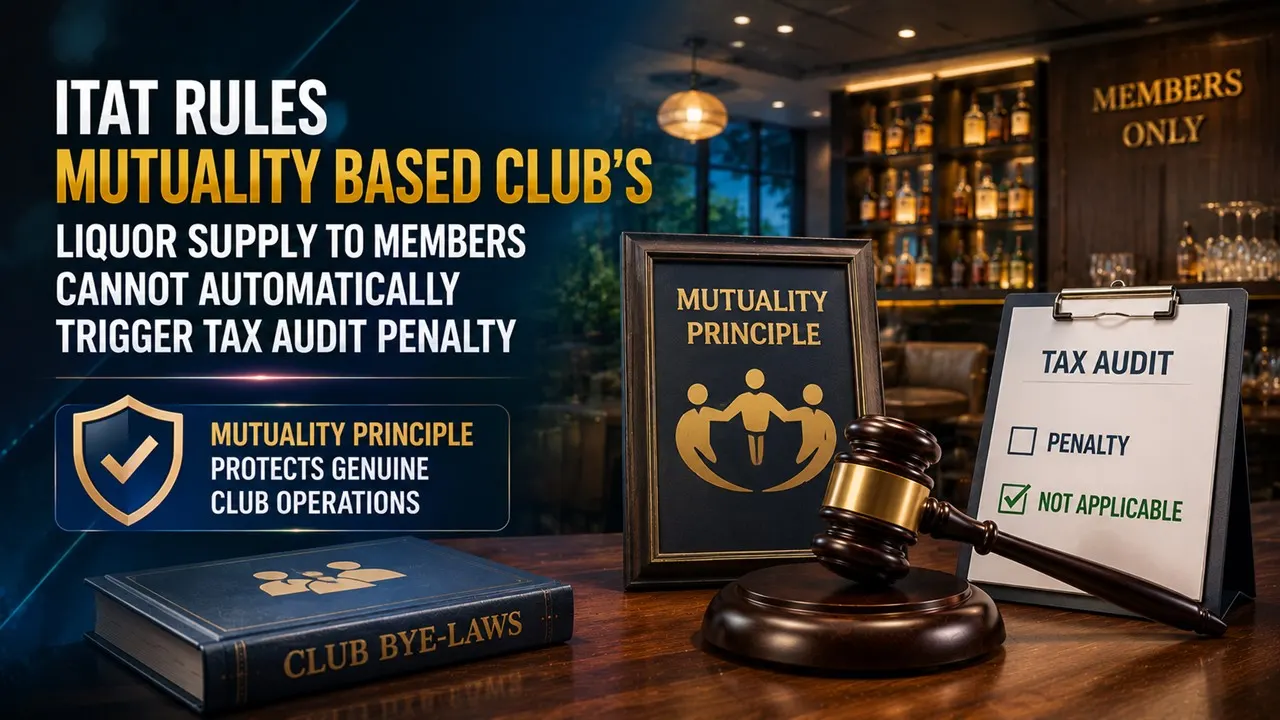 ITAT Rules Mutuality Based Club's Liquor Supply to Members Cannot Automatically Trigger Tax Audit Penalty