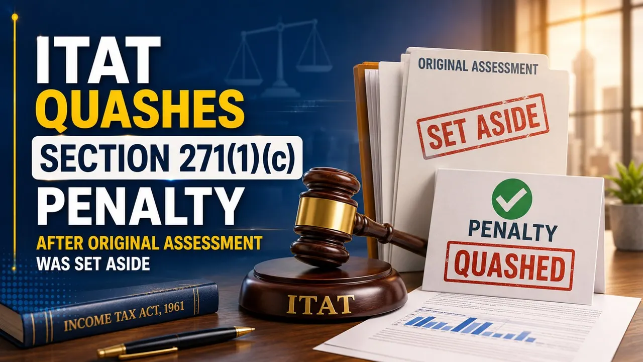 ITAT Quashes Section 271(1)(c) Penalty After Original Assessment Was Set Aside