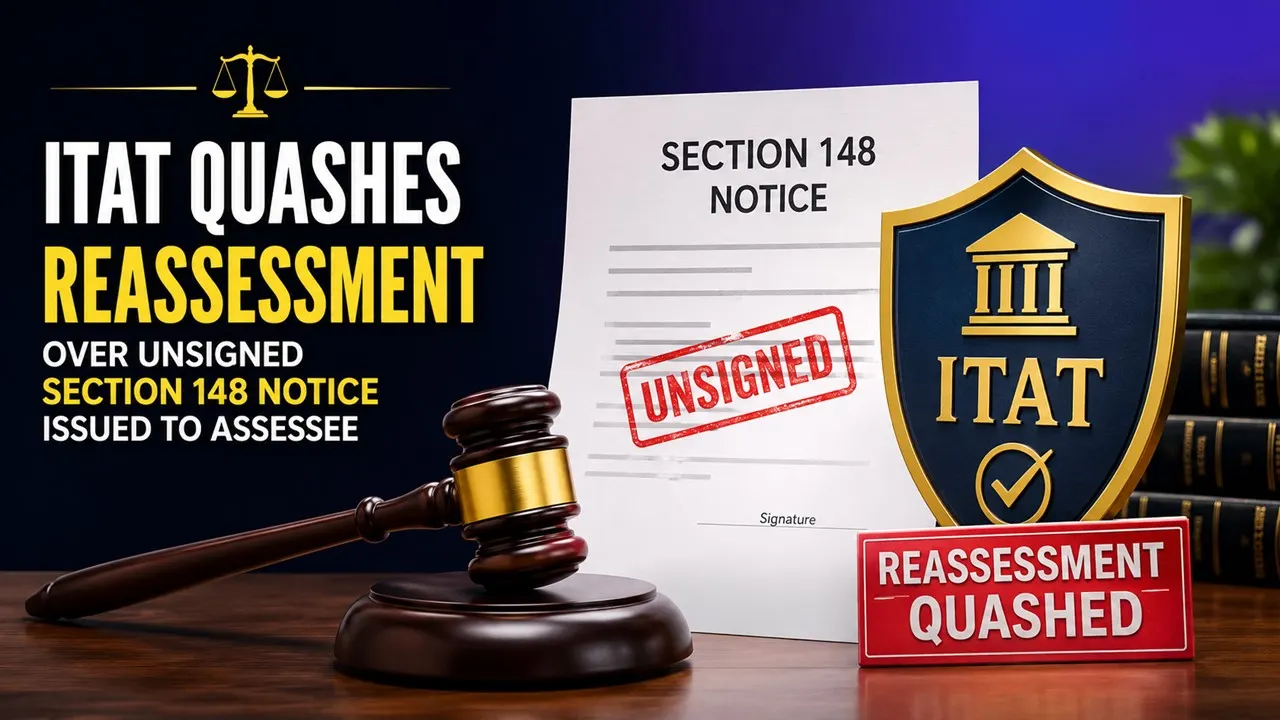 ITAT Quashes Reassessment Over Unsigned Section 148 Notice Issued to Assessee