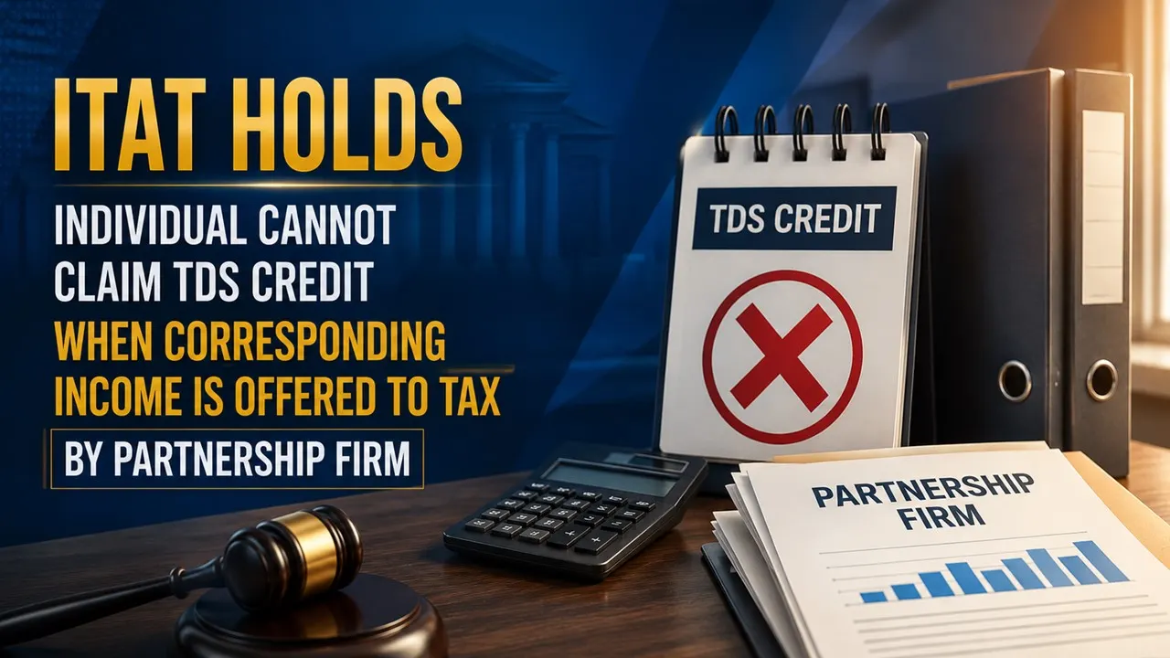ITAT Holds Individual Cannot Claim TDS Credit When Corresponding Income is Offered to Tax by Partnership Firm
