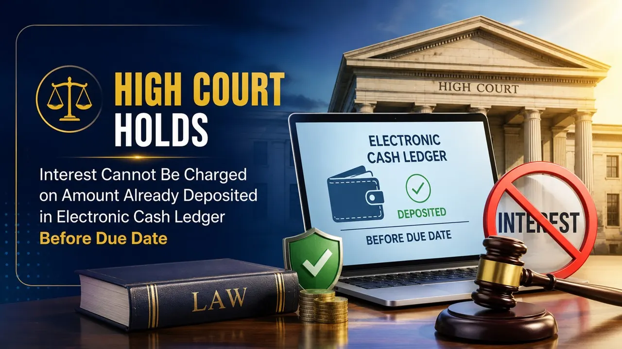 High Court  Holds Interest Cannot Be Charged on Amount Already Deposited in Electronic Cash Ledger Before Due Date