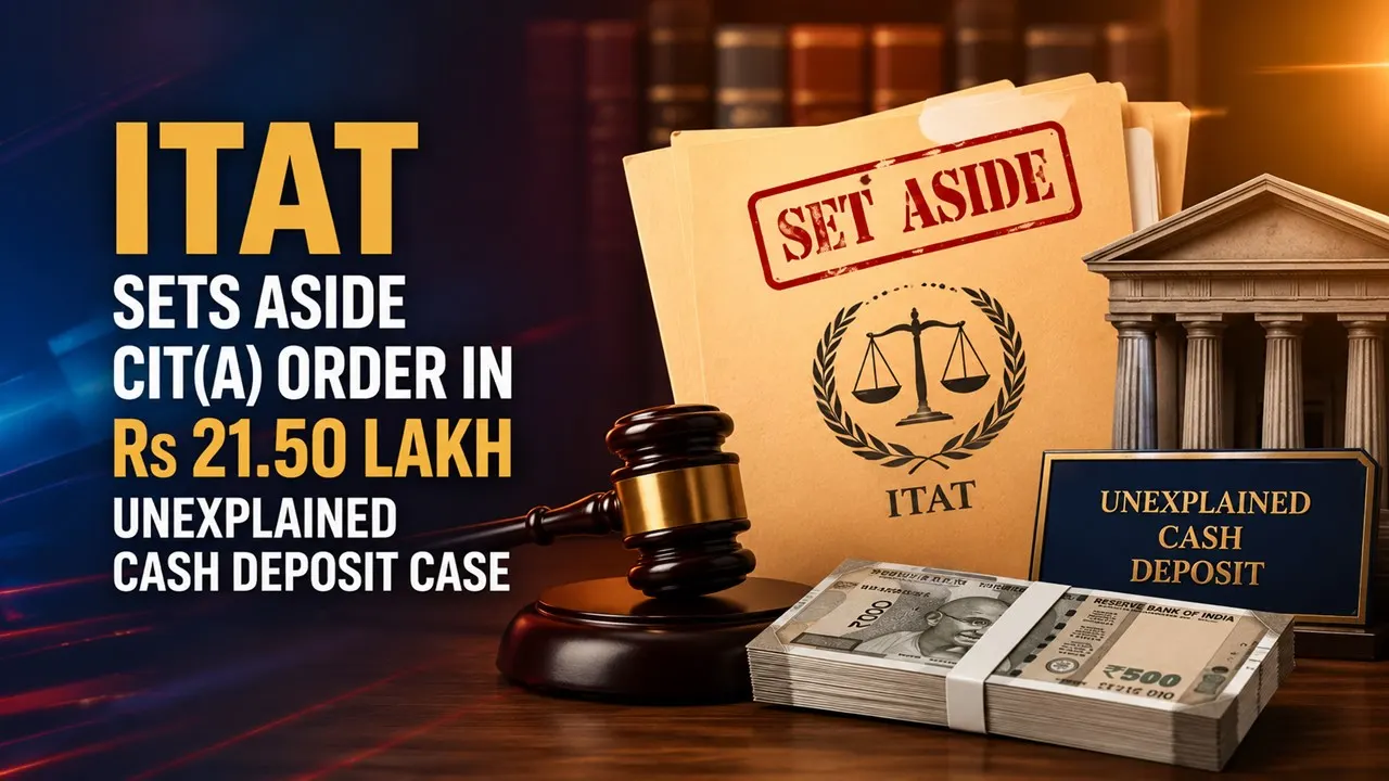 ITAT Sets Aside CIT(A) Order in Rs 21.50 Lakh Unexplained Cash Deposit Case
