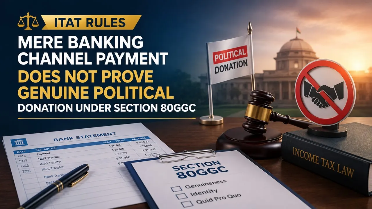  ITAT Rules That Mere Banking Channel Payment Does Not Prove Genuine Political Donation Under Section 80GGC