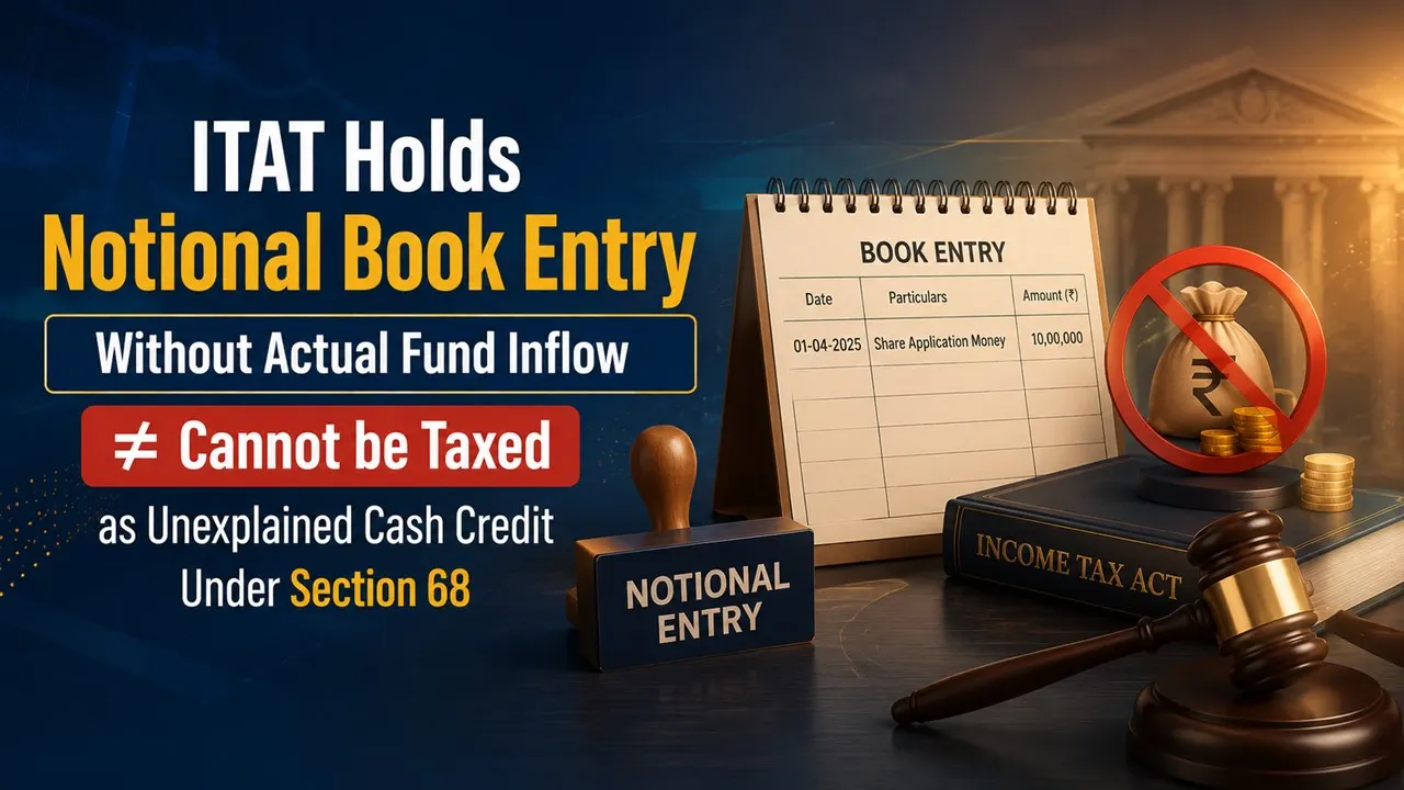 ITAT Holds Notional Book Entry Without Actual Fund Inflow Cannot be Taxed as Unexplained Cash Credit Under Section 68