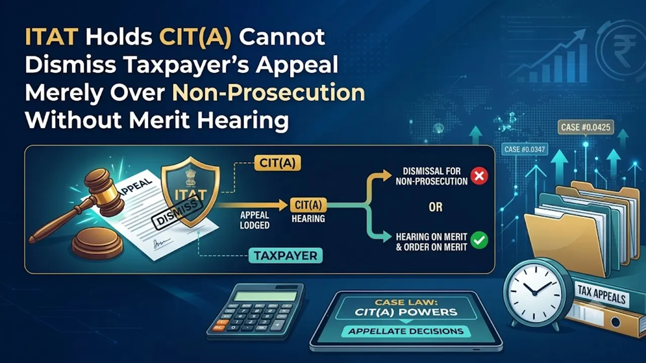 ITAT Holds CIT(A) Cannot Dismiss Taxpayer’s Appeal Merely Over Non-Prosecution Without Merit Hearing