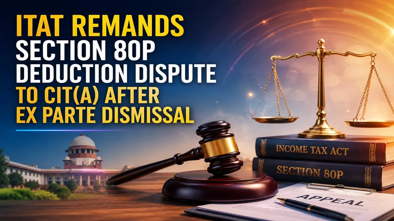 ITAT Remands Section 80P Deduction Dispute to CIT(A) After Ex Parte Dismissal