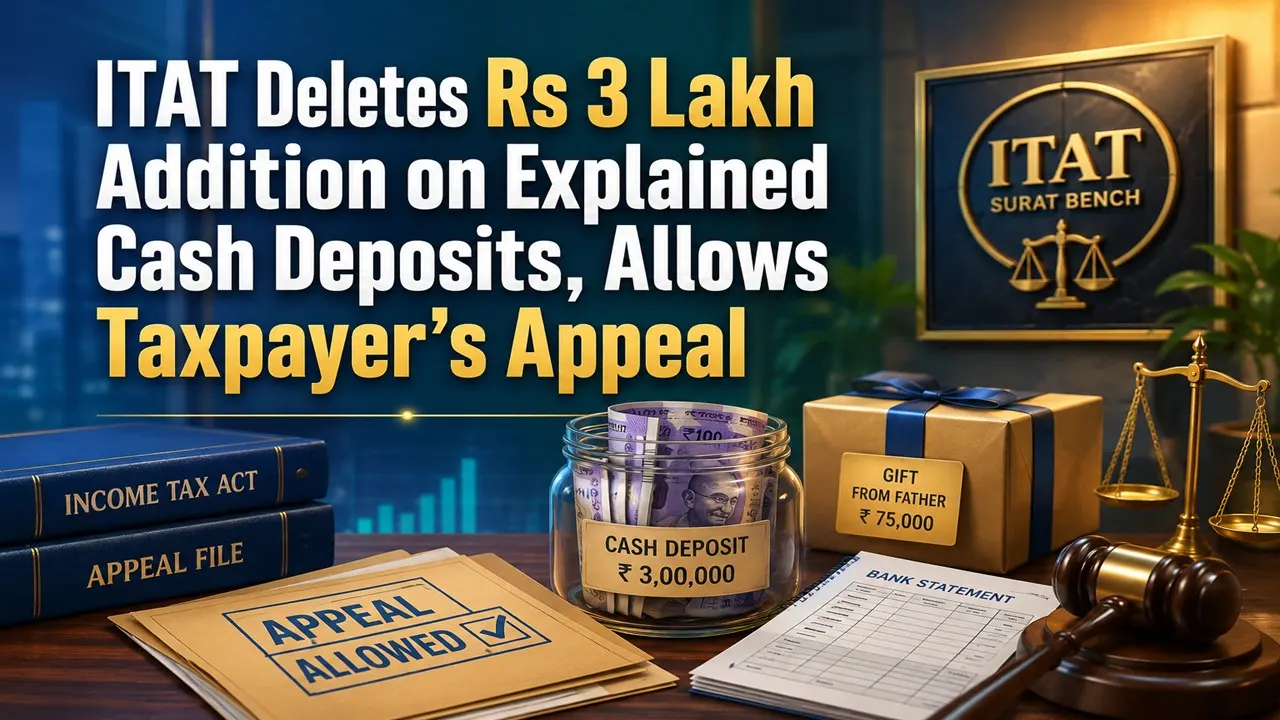 ITAT Deletes Rs 3 Lakh Addition on Explained Cash Deposits, Allows Taxpayer's Appeal