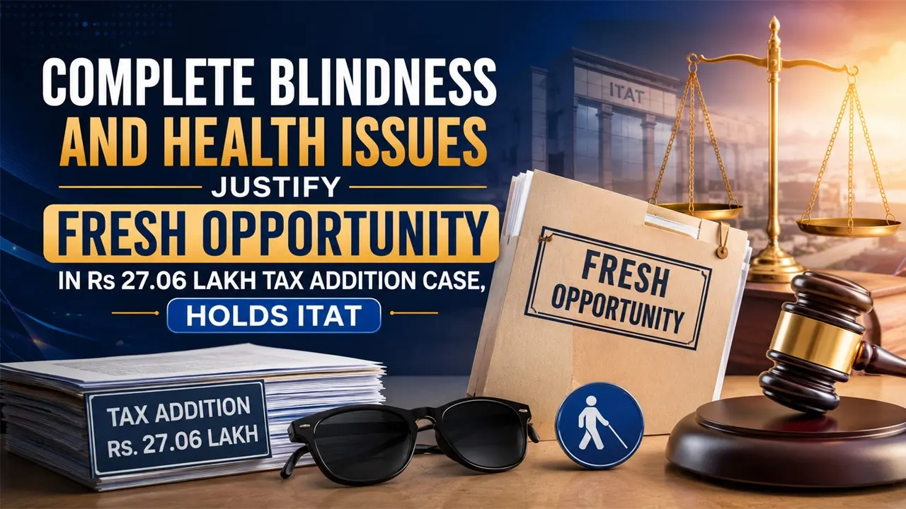 Complete Blindness and Health Issues Justify Fresh Opportunity in Rs 27.06 Lakh Tax Addition Case, Holds ITAT