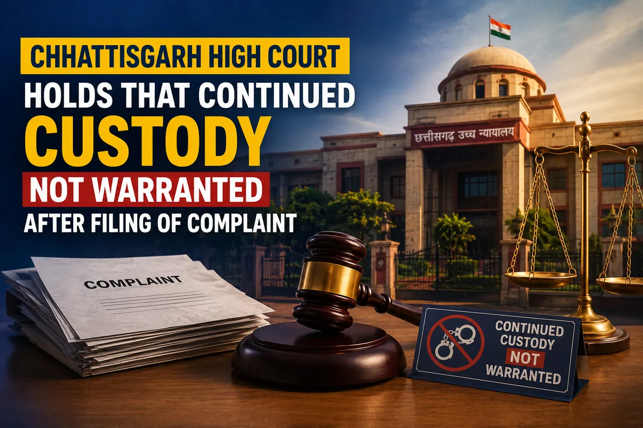 High Court Holds That Continued Custody Not Warranted After Filing of Complaint