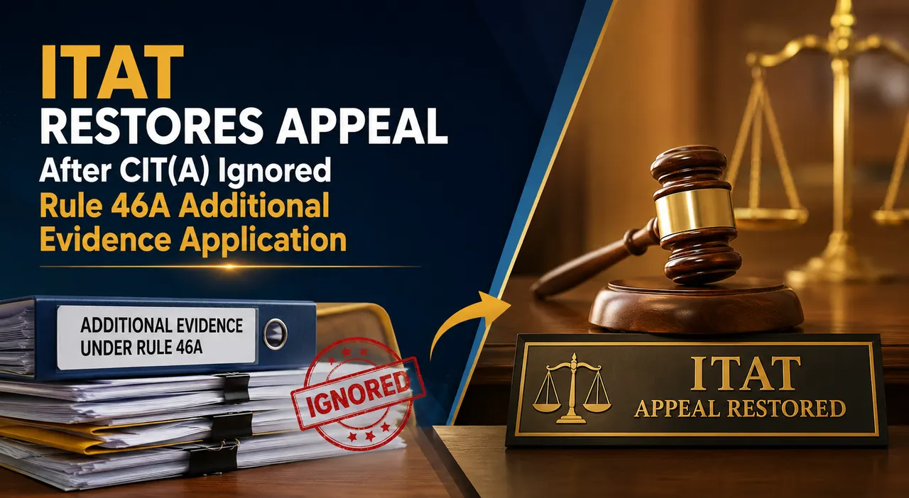 ITAT Restores Appeal After CIT(A) Ignored Rule 46A Additional Evidence Application