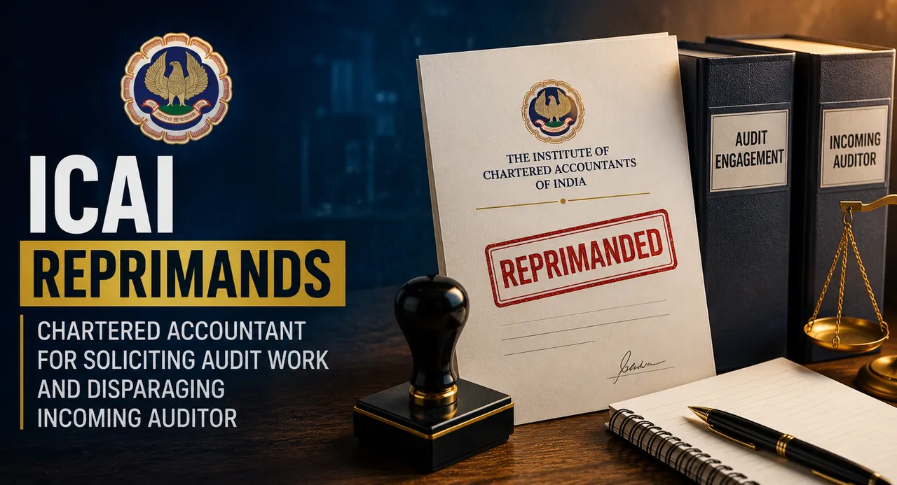ICAI Reprimands Chartered Accountant for Soliciting Audit Work and Disparaging Incoming Auditor