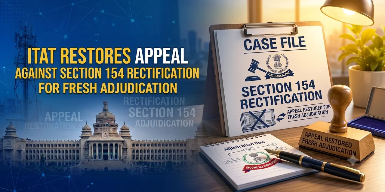 ITAT Restores Appeal Against Section 154 Rectification Order for Fresh Adjudication