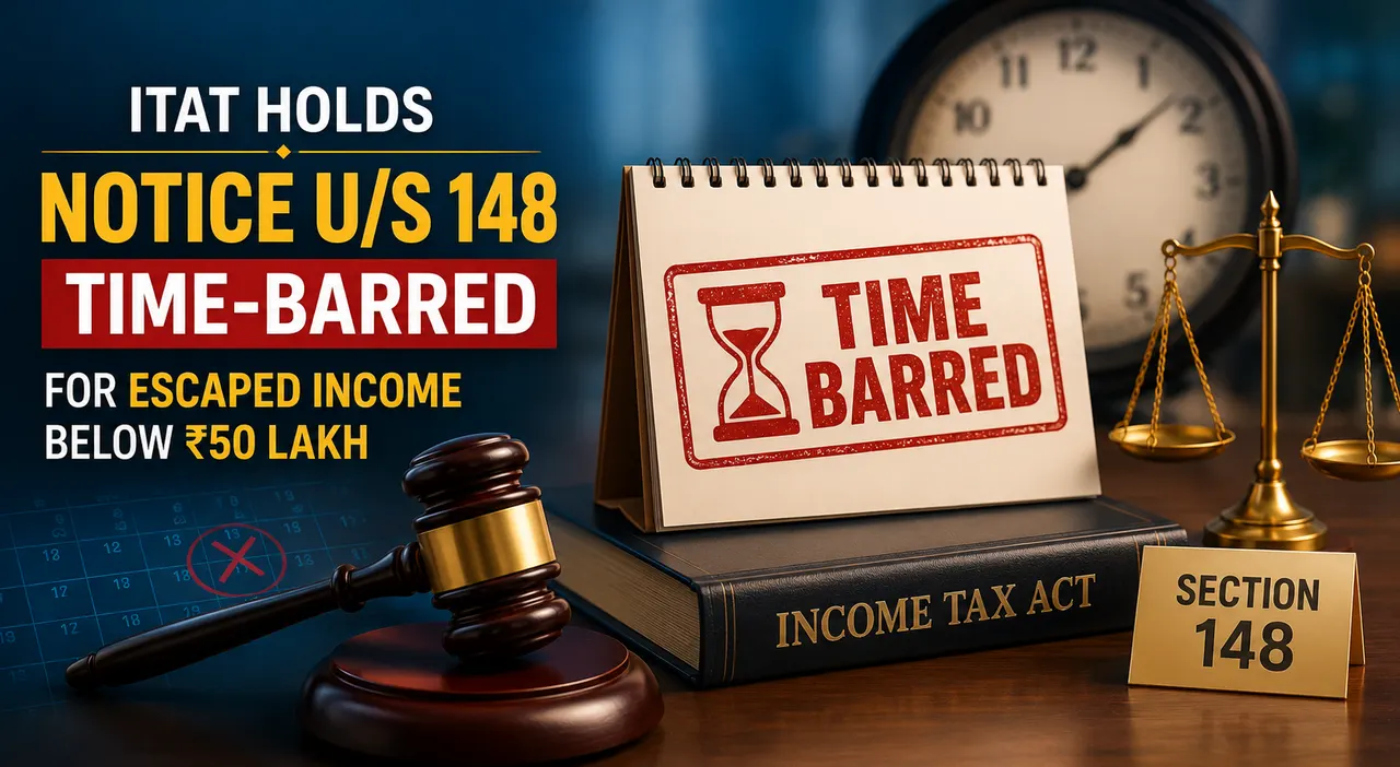 ITAT Holds Notice Under Section 148 As Time-Barred for Escaped Income Below Rs. 50 Lakh