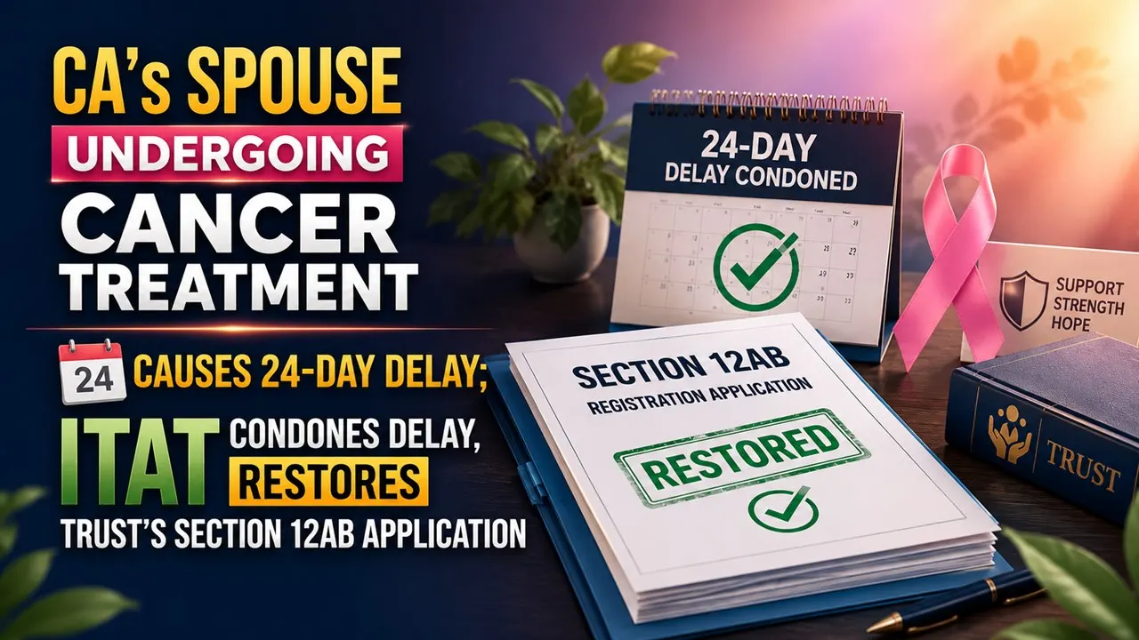 CA’s Spouse Undergoing Cancer Treatment Causes 24-Day Delay; ITAT Restores Trust’s Section 12AB Application