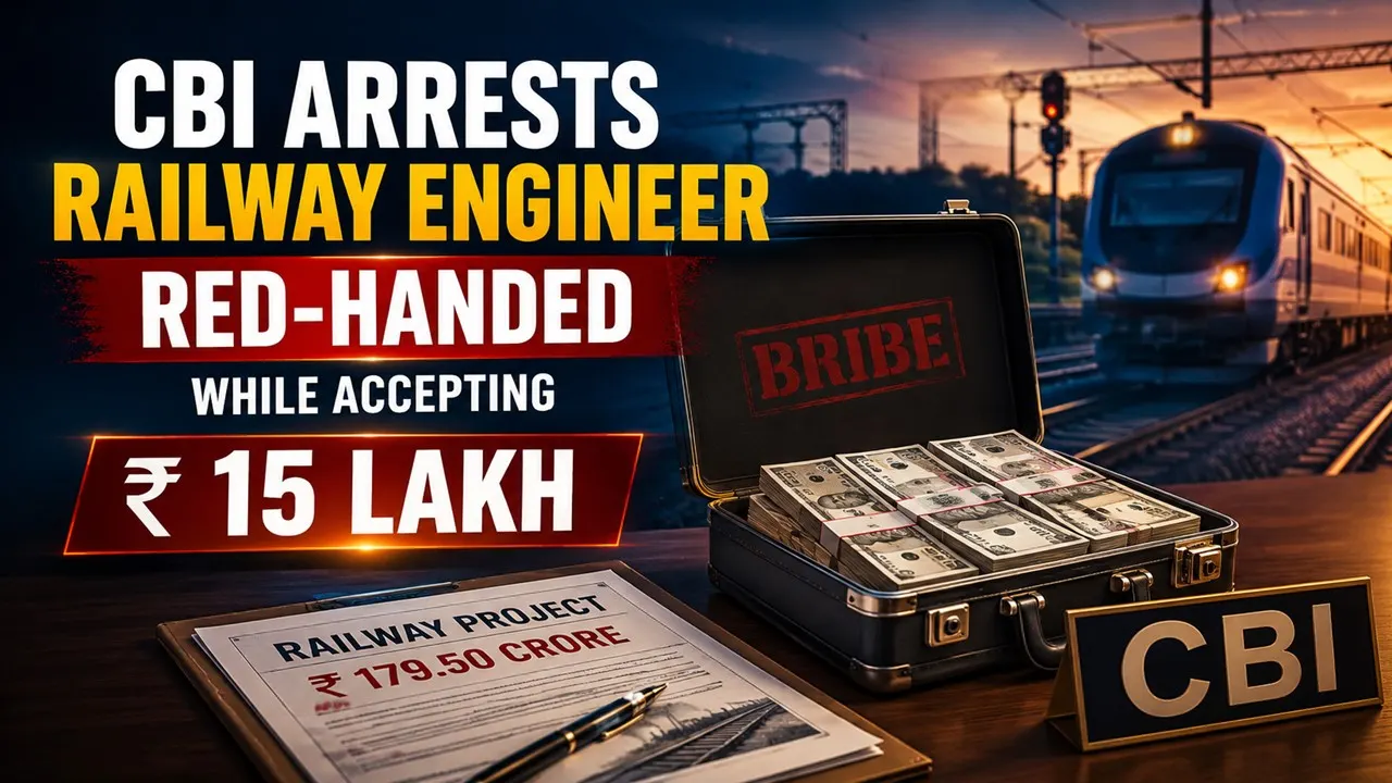CBI Arrests Railway Engineer Red-Handed While Accepting Rs 15 Lakh Bribe in Rs 179.50 Crore Project