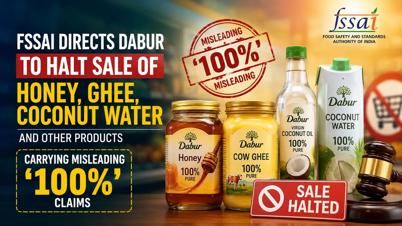 FSSAI Directs Dabur to Halt Sale of Honey, Ghee, Coconut Water and Other Products Carrying Misleading '100%' Claims