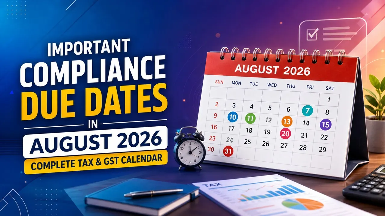 Important Compliance Due Dates in August 2026: Complete Tax And GST Calendar