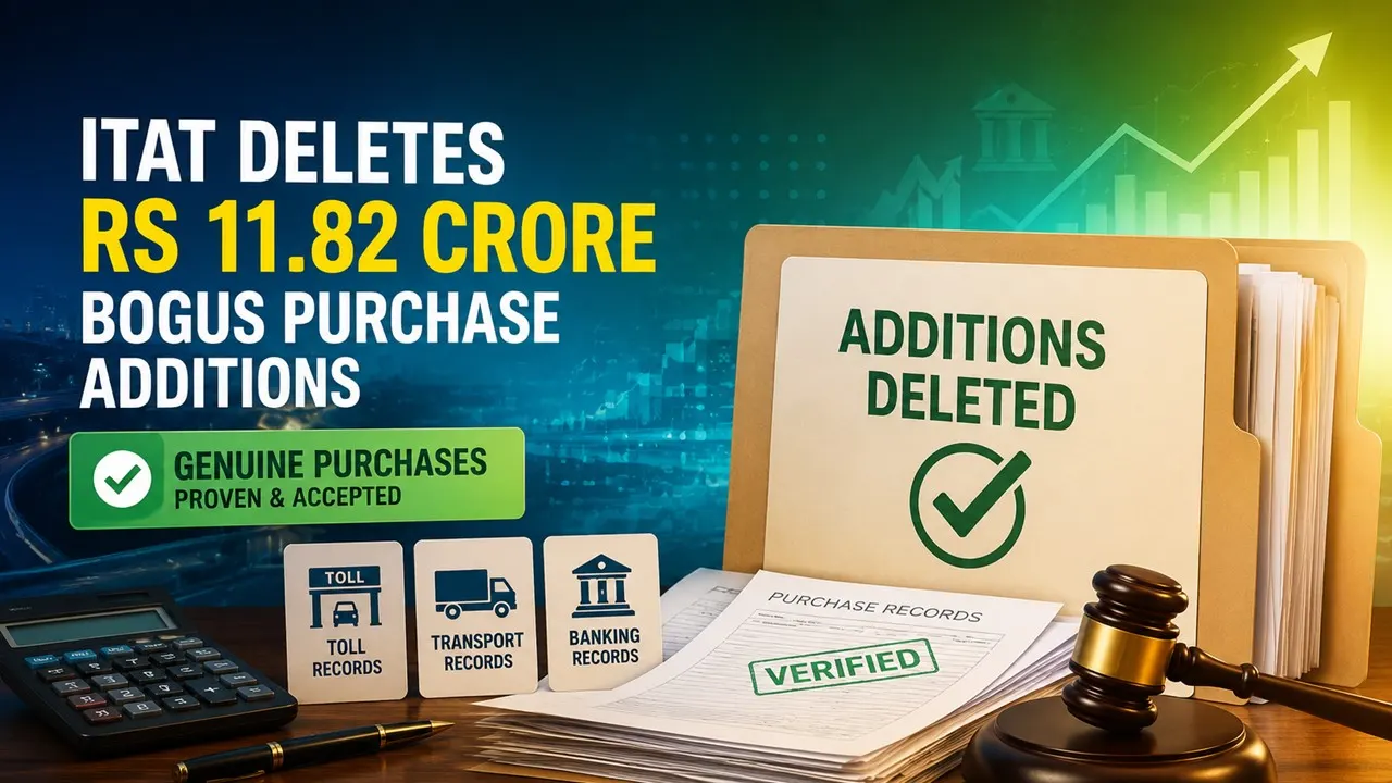 ITAT Deletes Rs 11.82 Crore Bogus Purchase Additions After Finding Genuine Purchases Supported by Toll, Transport, and Banking Records
