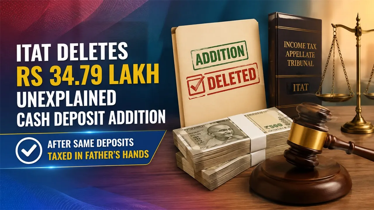 ITAT Deletes Rs 34.79 Lakh Unexplained Cash Deposit Addition After Same Deposits Taxed in Father’s Hands